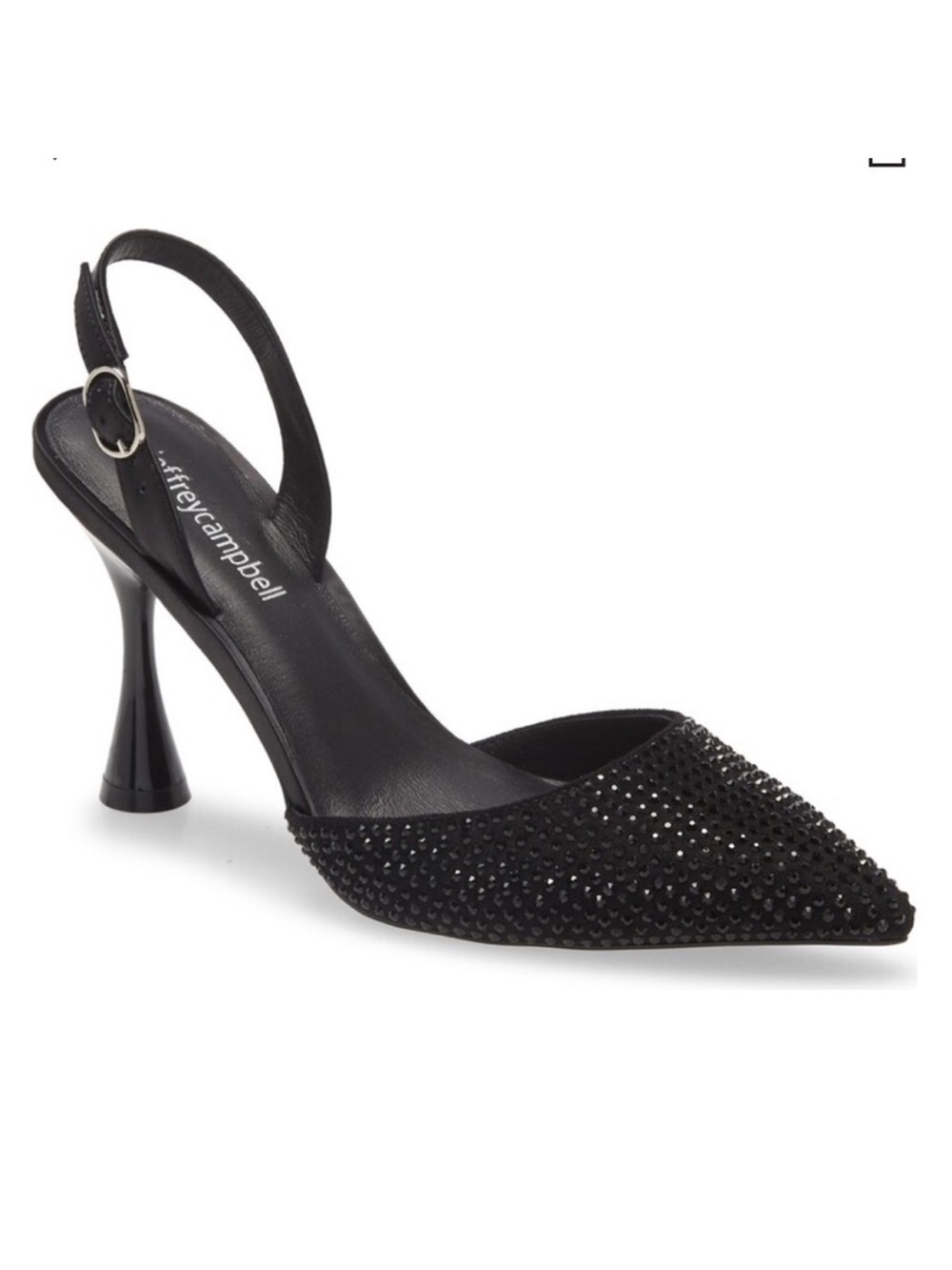 Jeffrey Campbell Zivote Rhinestone Studded Slingback Pumps Heels Black 7.5